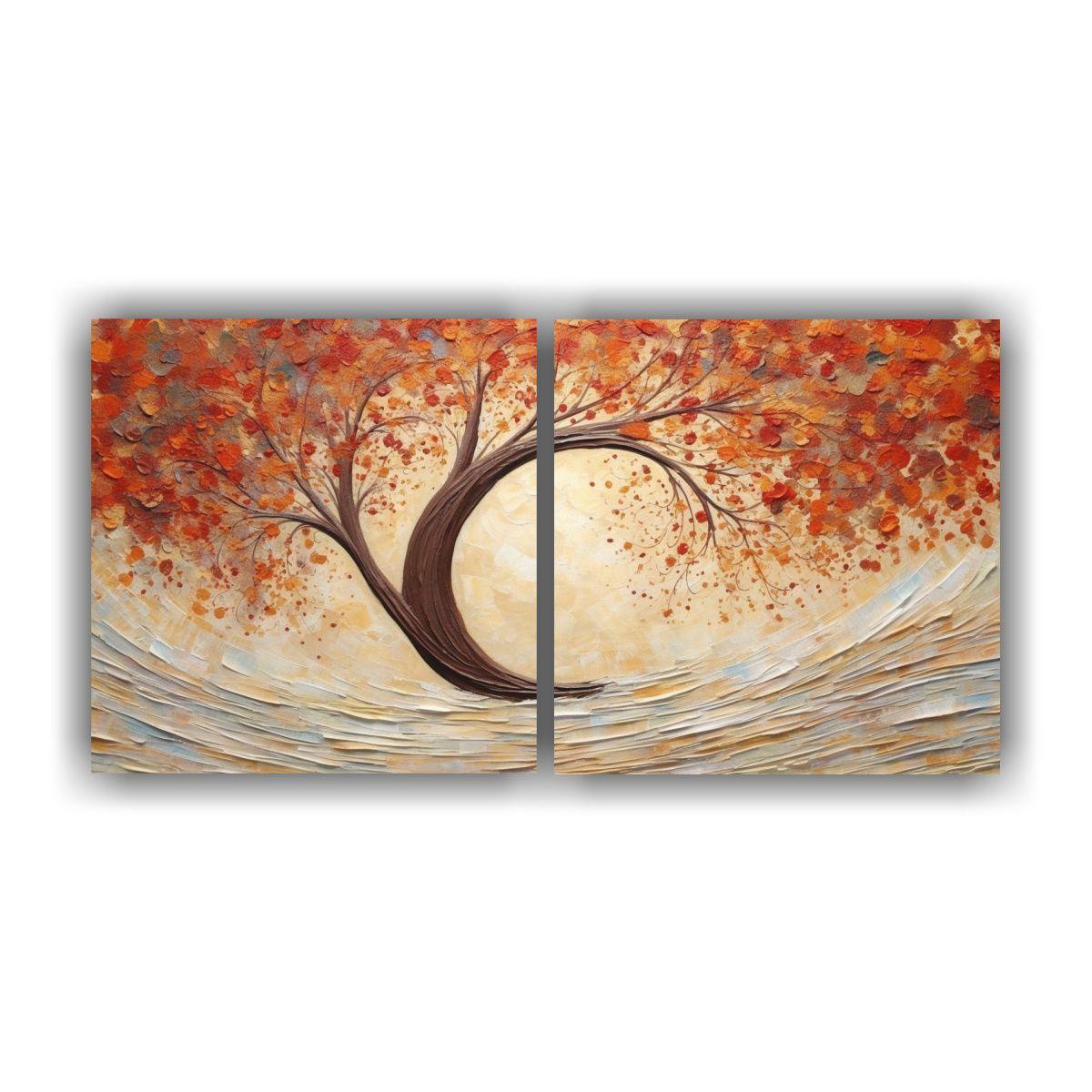 Pintura Moderna De árbol Auburn En Escenario 100x50 Cm-0