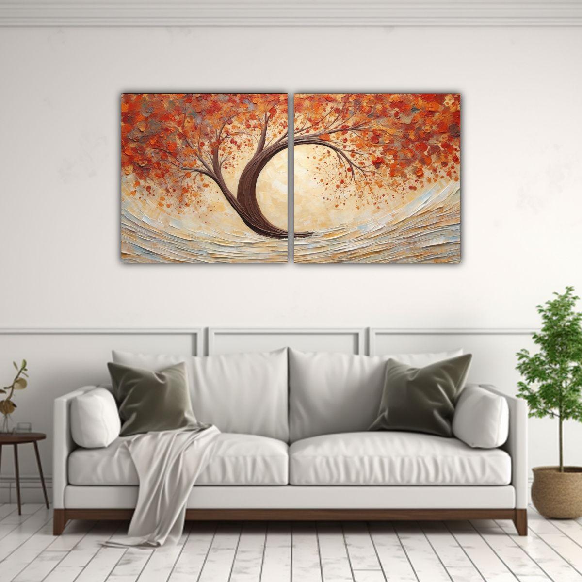 Pintura Moderna De árbol Auburn En Escenario 100x50 Cm-2