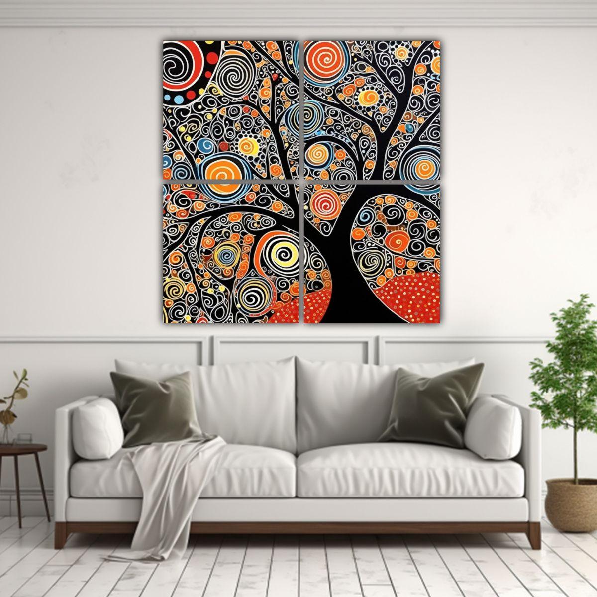 4 Pinturas Murales Cálidas Y Exclusivas Para 160x160 Cm-2