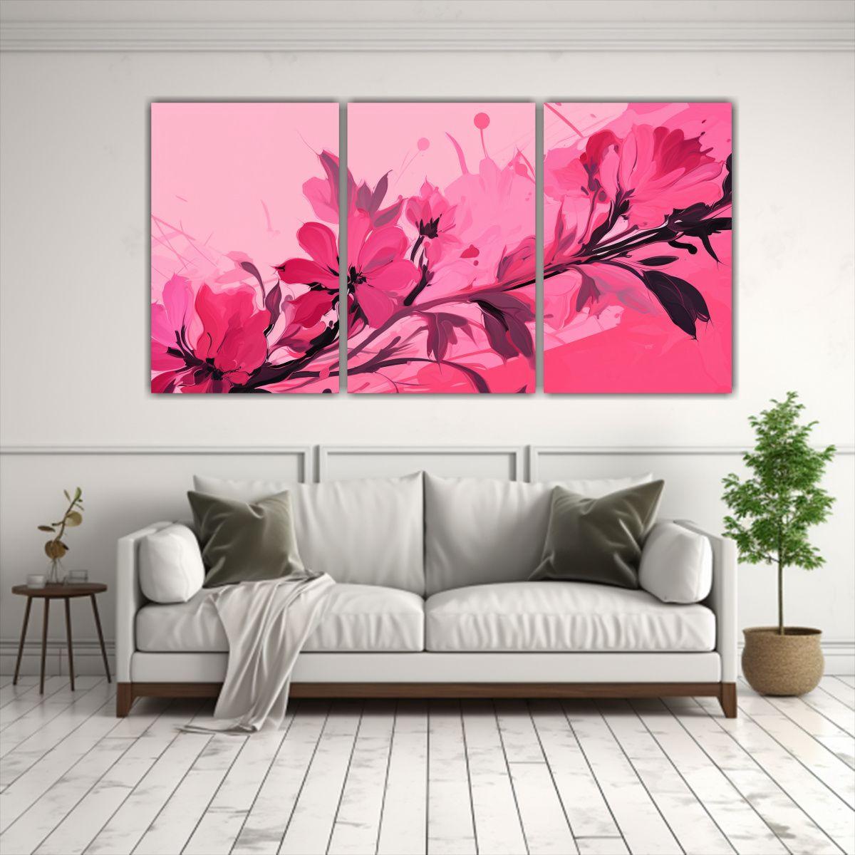 Tres Telas En Bastidor: Cuadro Hogar Deco, 90x45 Cm-2