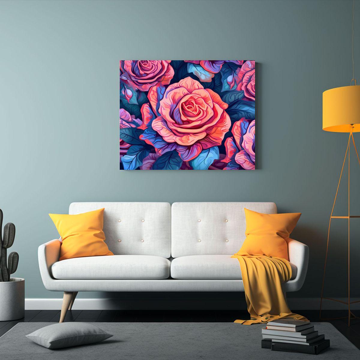 Pintura De Pared Con Rosas En Estilo NeoFunk 60x40cm-2