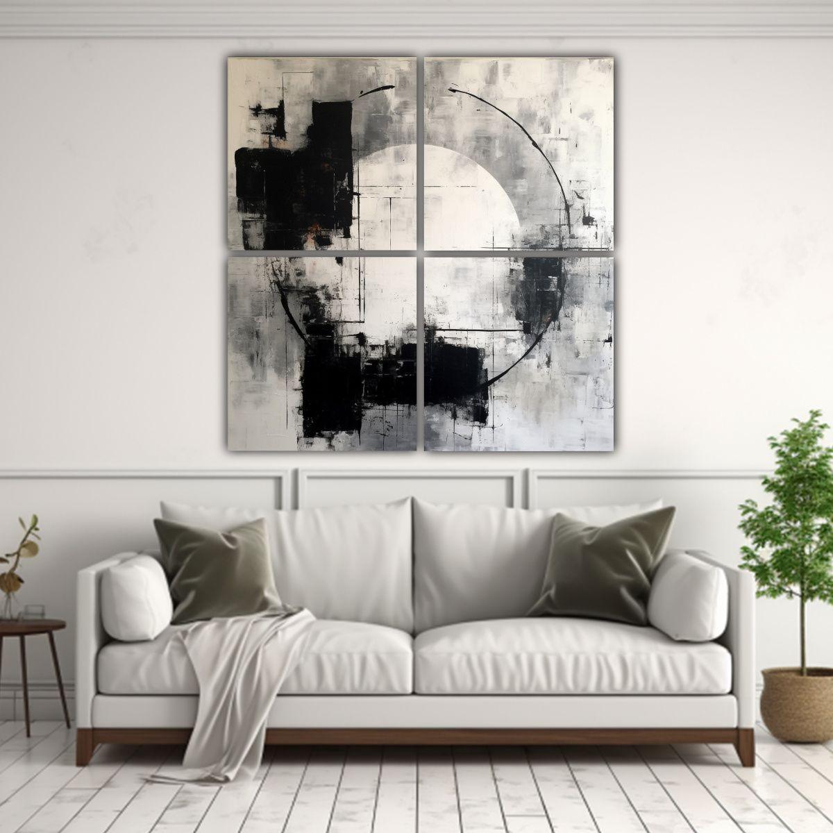 Cuadros De Tela Minimalistas En Tonos 80x80 Cm-2