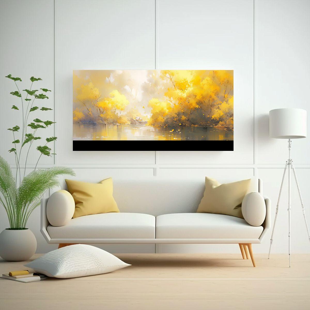 Paisaje Abstracto Con Colores Amarillos: 80x40cm-2