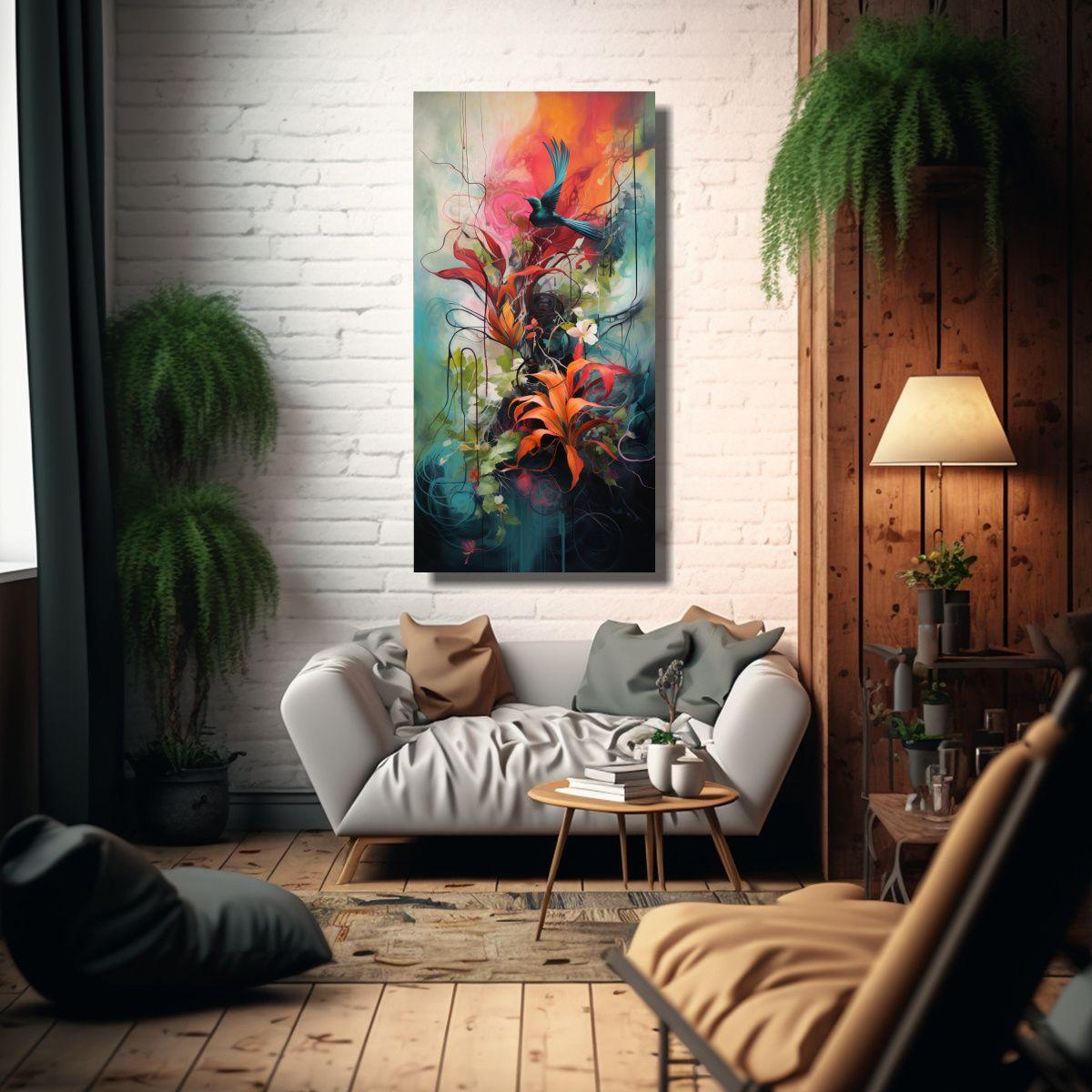 Cuadro Abstracto Emociones Y Naturaleza Fusionadas 70x140cm-2