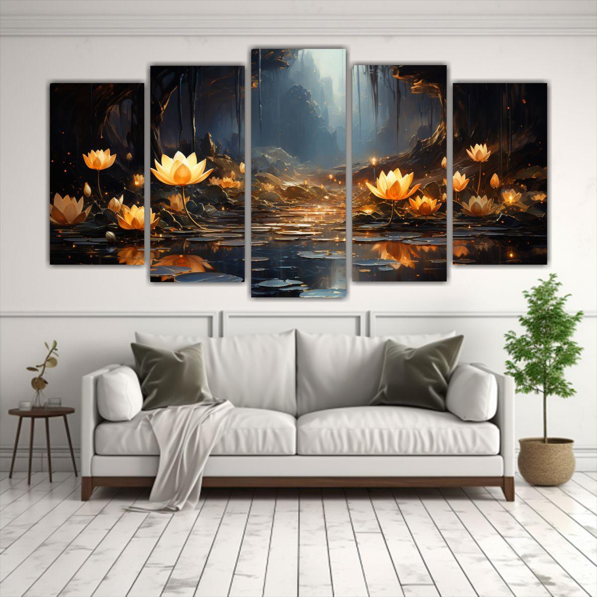 Cuadro Finas Líneas Armonía Lotus Mágico En 200x100 Cm-2
