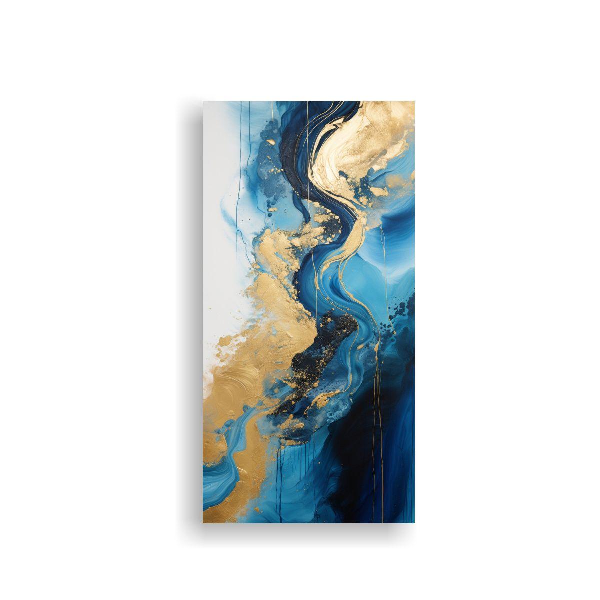 Pintura Abstracta De Río Y Montañas En Cuadro 70x140cm-0