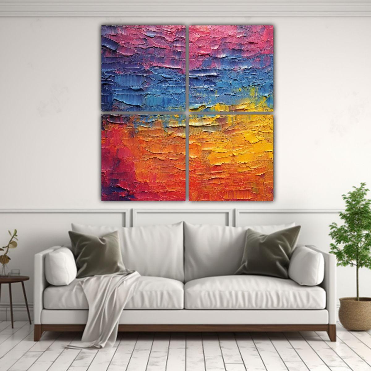 Cuatro Patrones Intensos De Textura Artística En 180x180 Cm-2