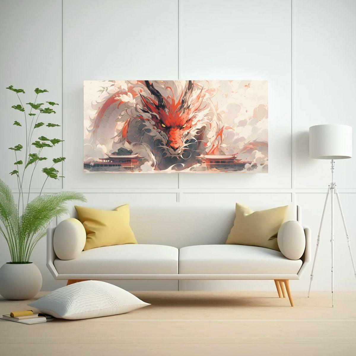 Pintura De Dragón En Acuarelas Neonoir Con Atmós 40x20cm-2