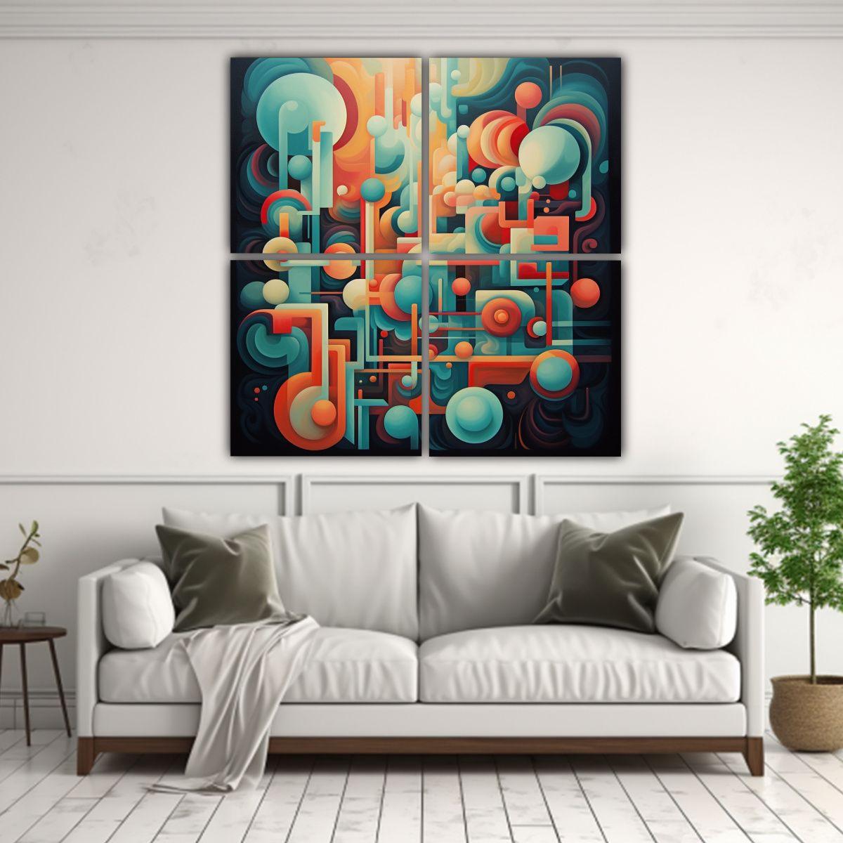 Cuatro Lienzos Forma Mágica: Arte Decorativo De 60x60 Cm-2