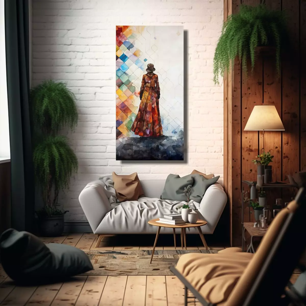 Tela En Bastidor Abstracto Impacto Visual Surreal 40x80cm-2