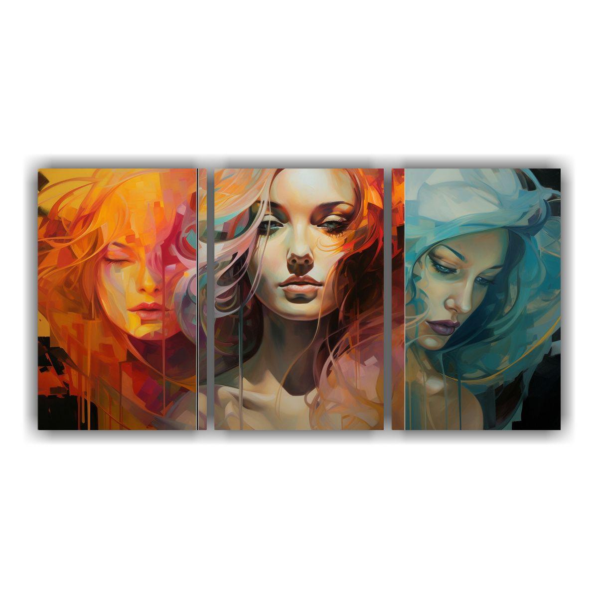 Trío Composiciones Diseño Resistente Pinturas 90x45 Cm-0