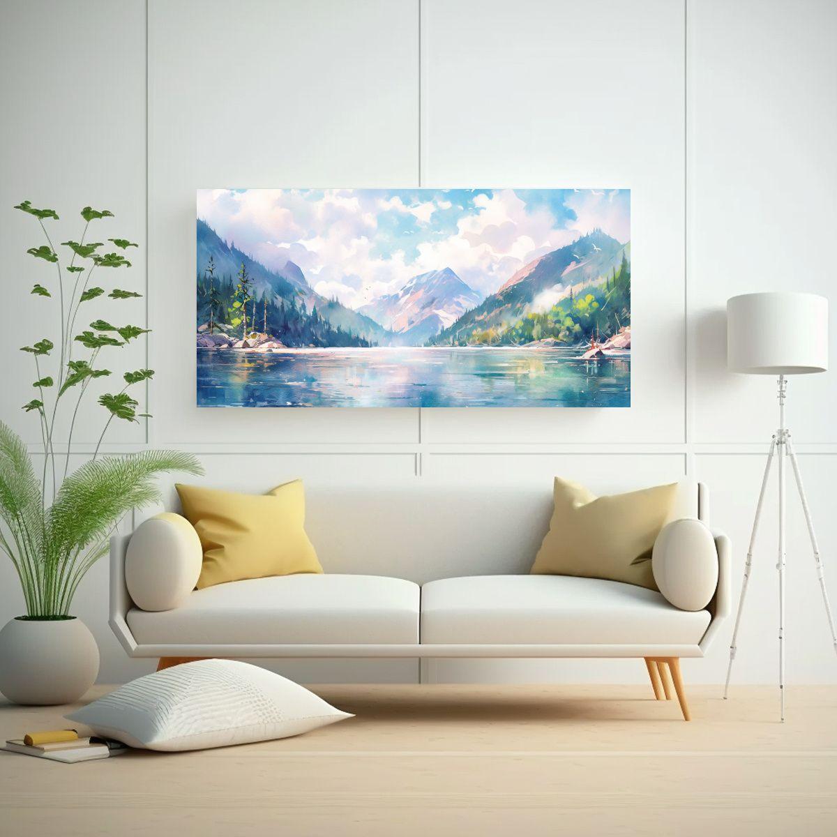 Cuadros Abstractos De Colores Acuarela En Paisaje  80x40cm-2