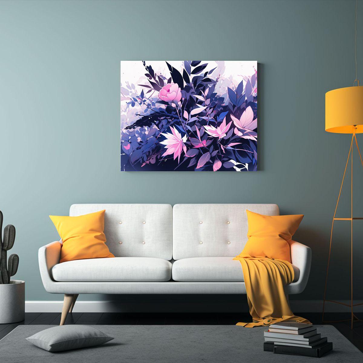 Pintura Lienzo Imagen Alegría Colores Púrpura Y Rosa Estil 60x40cm-2
