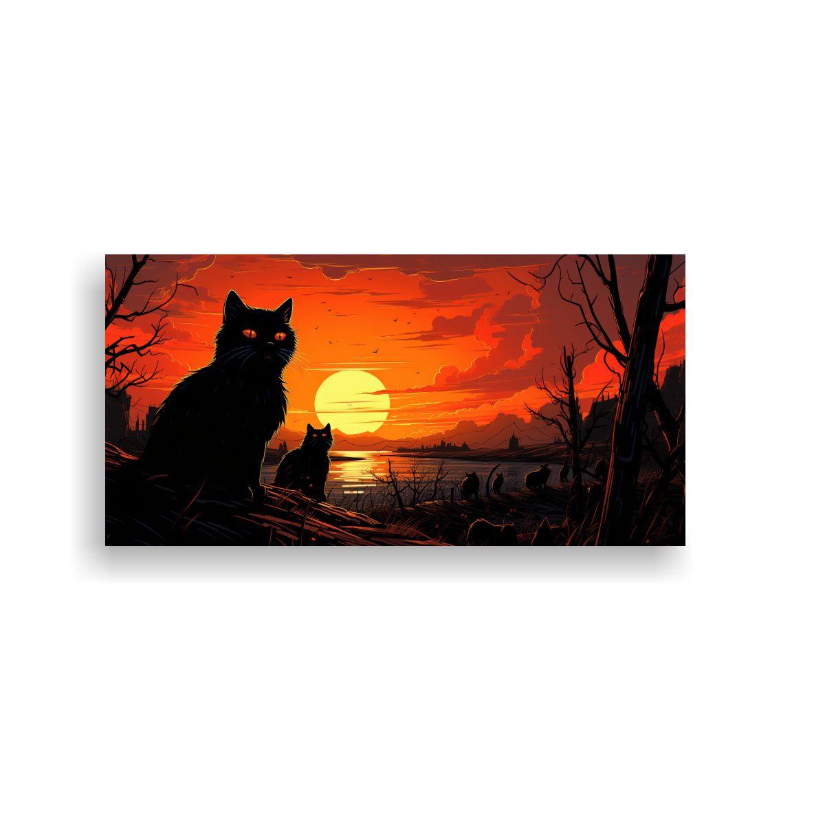Cuadros Decorativos: Gatos Negros Con Ojos 160x80cm-0
