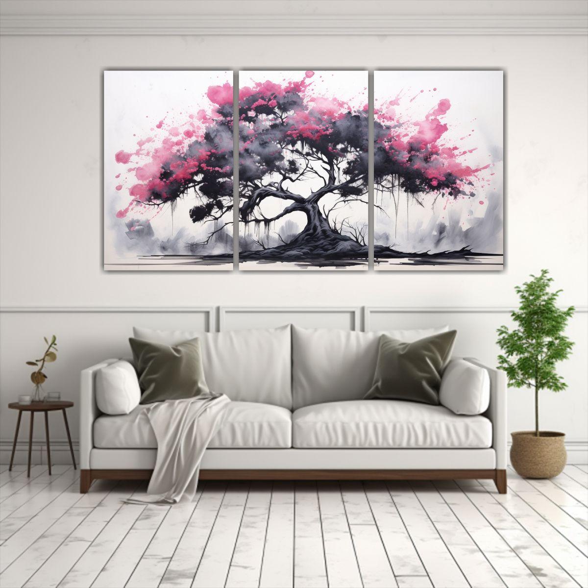 Conjunto De 3 Lienzos De Tela Pintura Abstracta 120x60 Cm-2