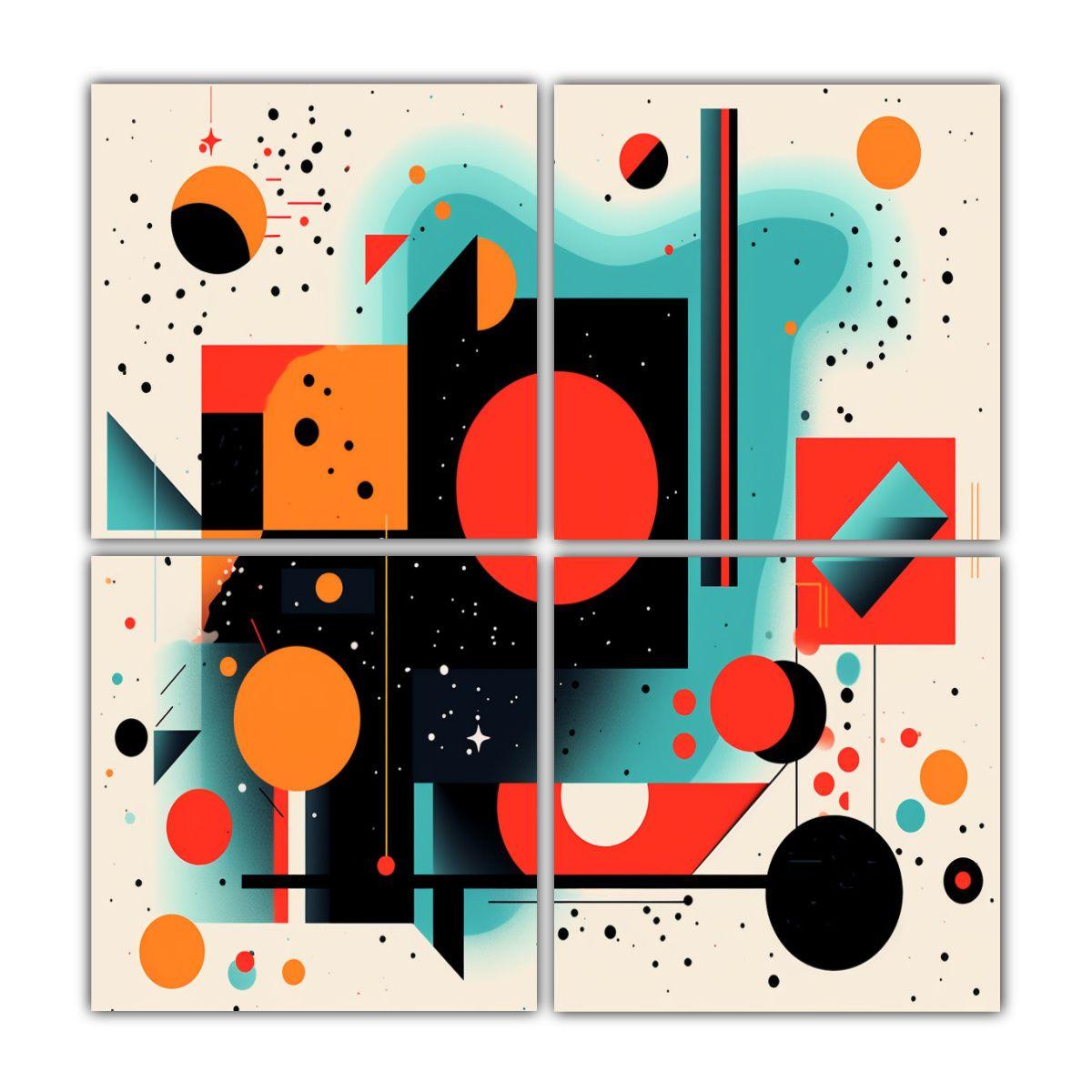 Lienzos Decorativos Con Formas Retro Postmodernas 100x100 Cm-0