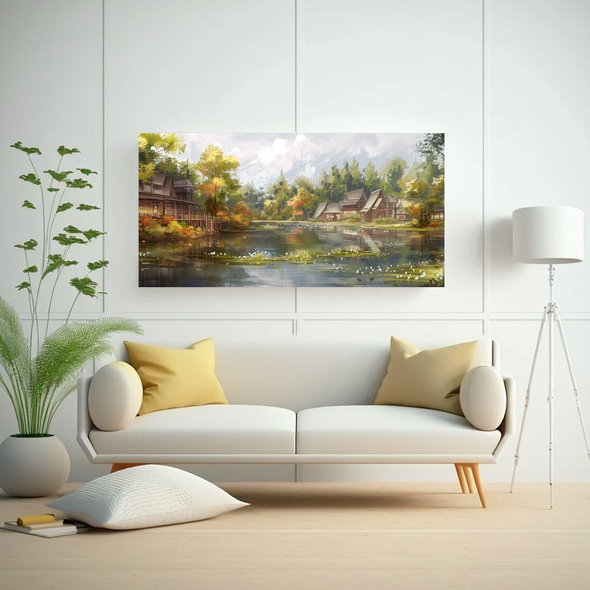 Pinturas Decorativas Estilo Galería En Un Pueblo 60x30 Cm-2