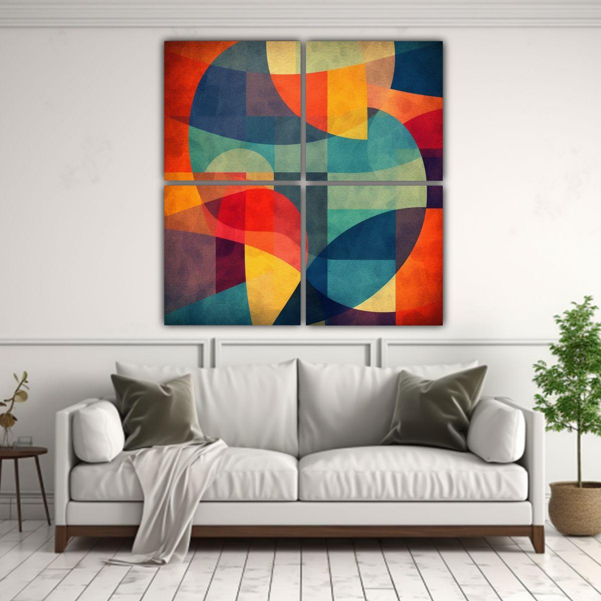 Pinturas Decorativas Con Formas De Colores 100x100 Cm-2