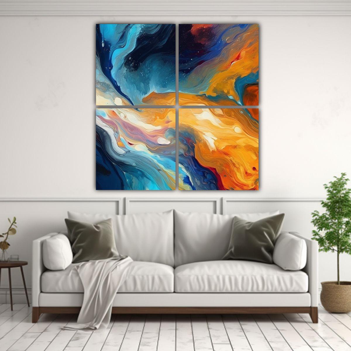 Pinturas Abstractas En Bastidor Con Texturas De 120x120 Cm-2