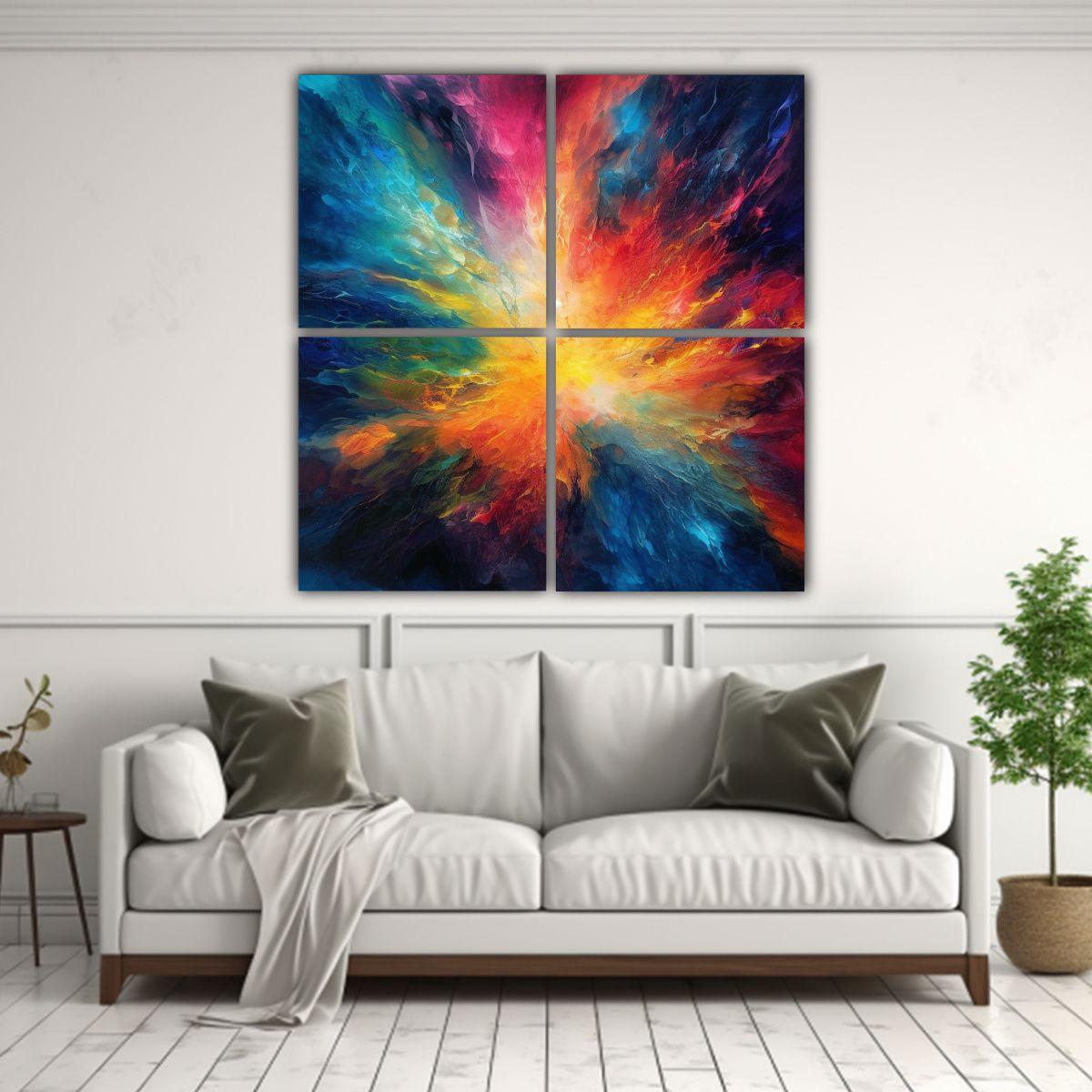 Cuatro Lienzos De Tela Cuadrado Surrealista 140x140 Cm-2