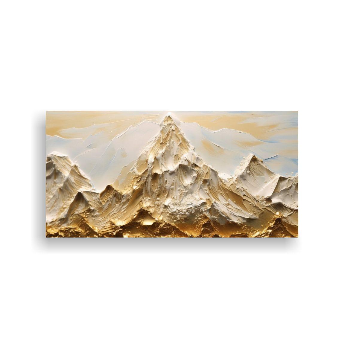 Pintura Montaña Nevada Con Inscripción En Tela 140x70 Cm-0