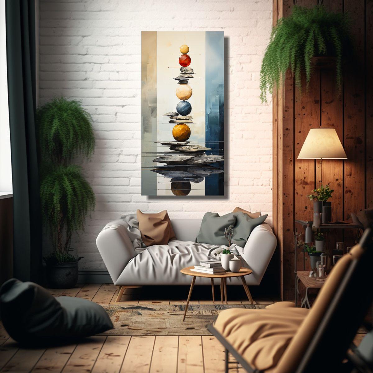 Arte De Pared Abstracción Equilibrio Y Armonía 70x140cm-2
