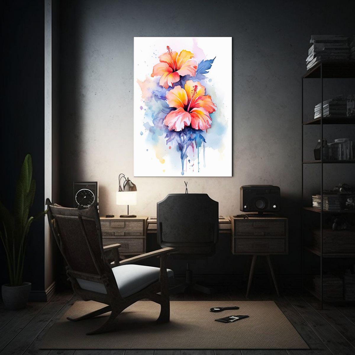 Mural Abstracto Acuarela Floral, Arte Conceptual 20x30cm-2
