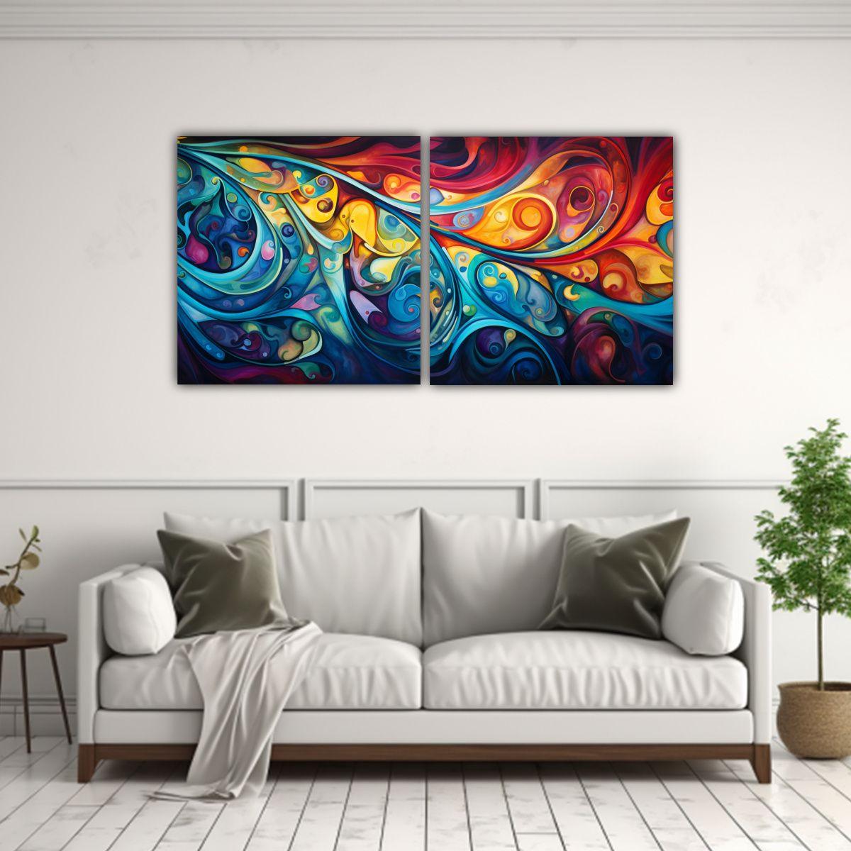 Conjunto De Cuadros Cuadro Calma Patrones 60x30 Cm-2