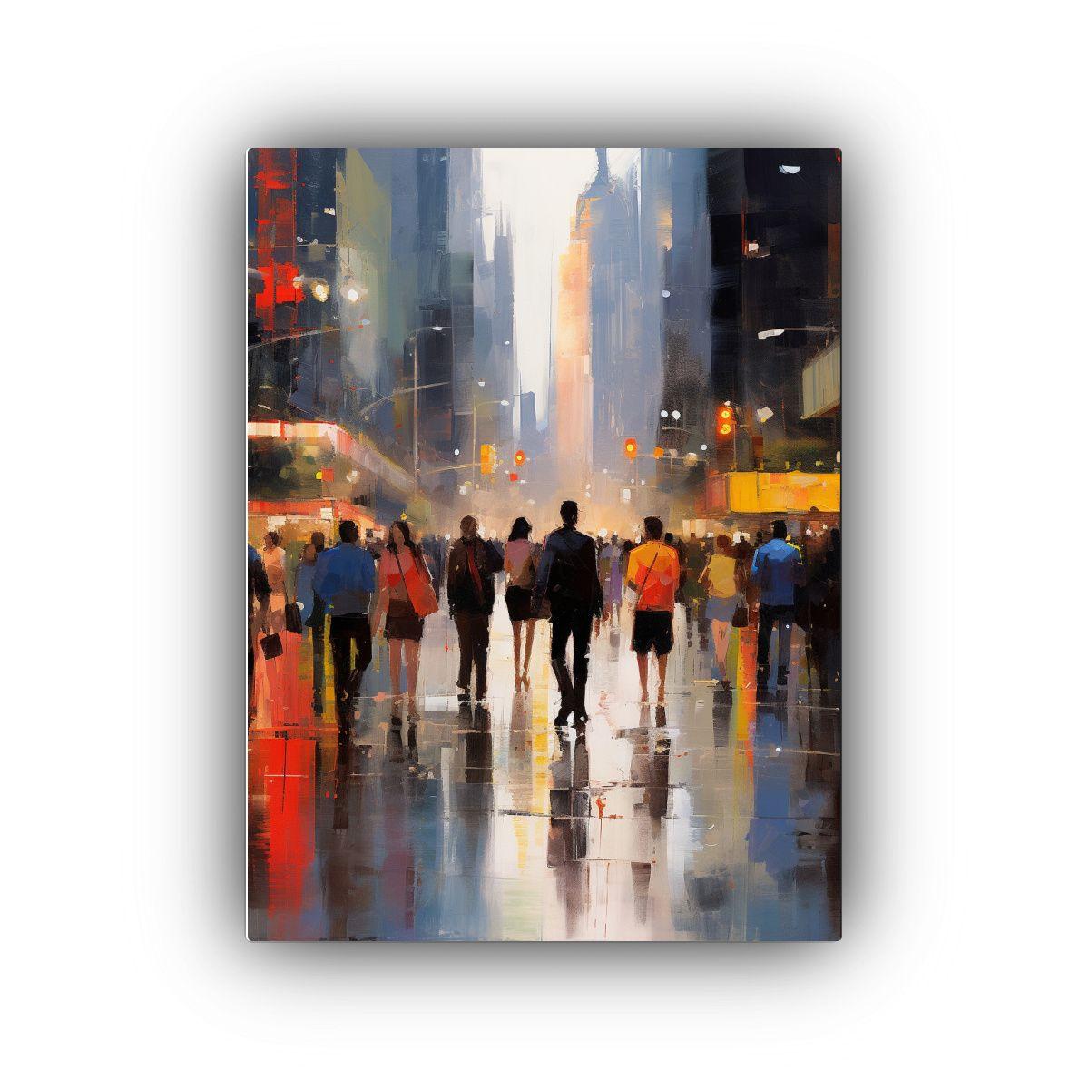 Pintura Temática De Personas En Paisaje Urbano 30x45cm-0