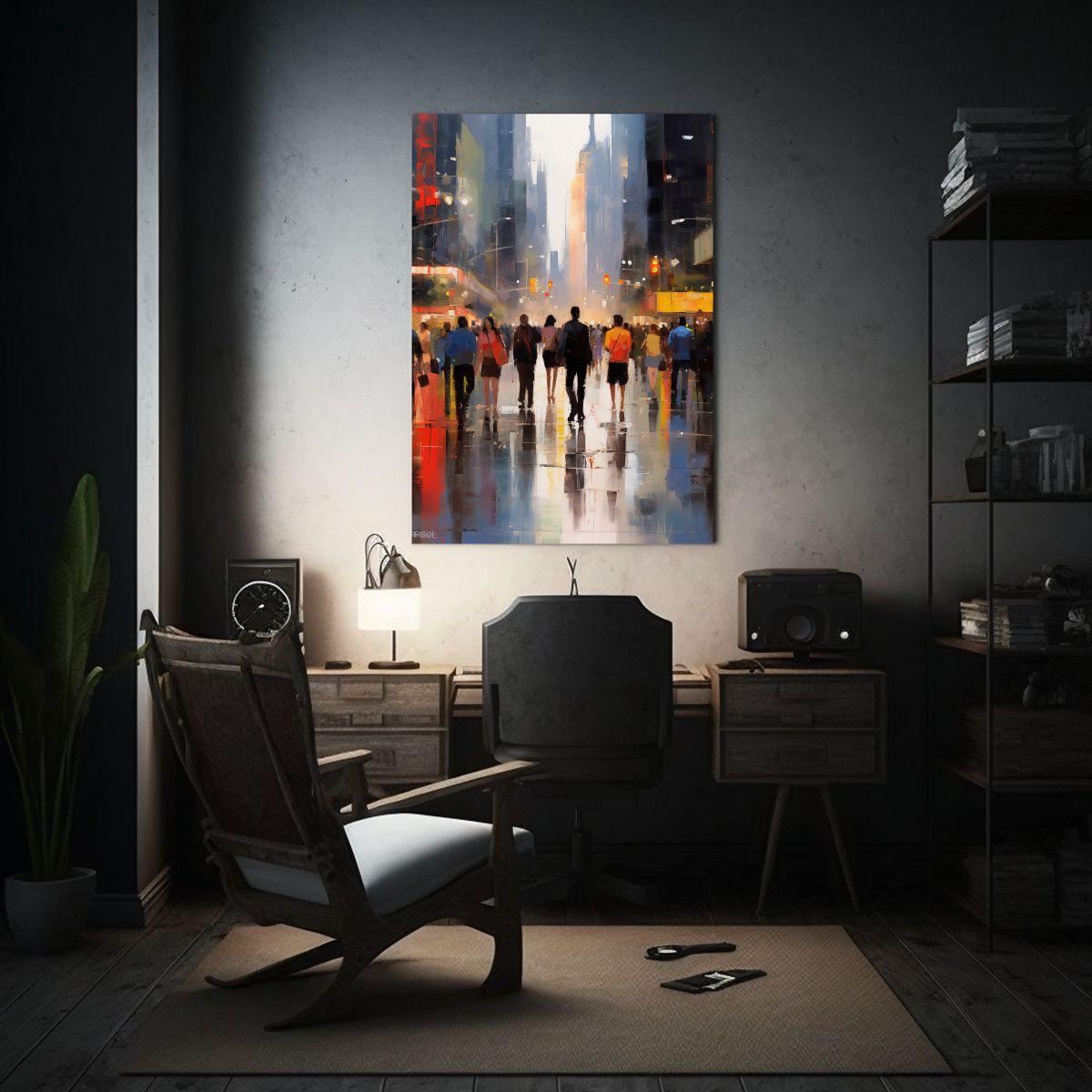 Pintura Temática De Personas En Paisaje Urbano 30x45cm-2