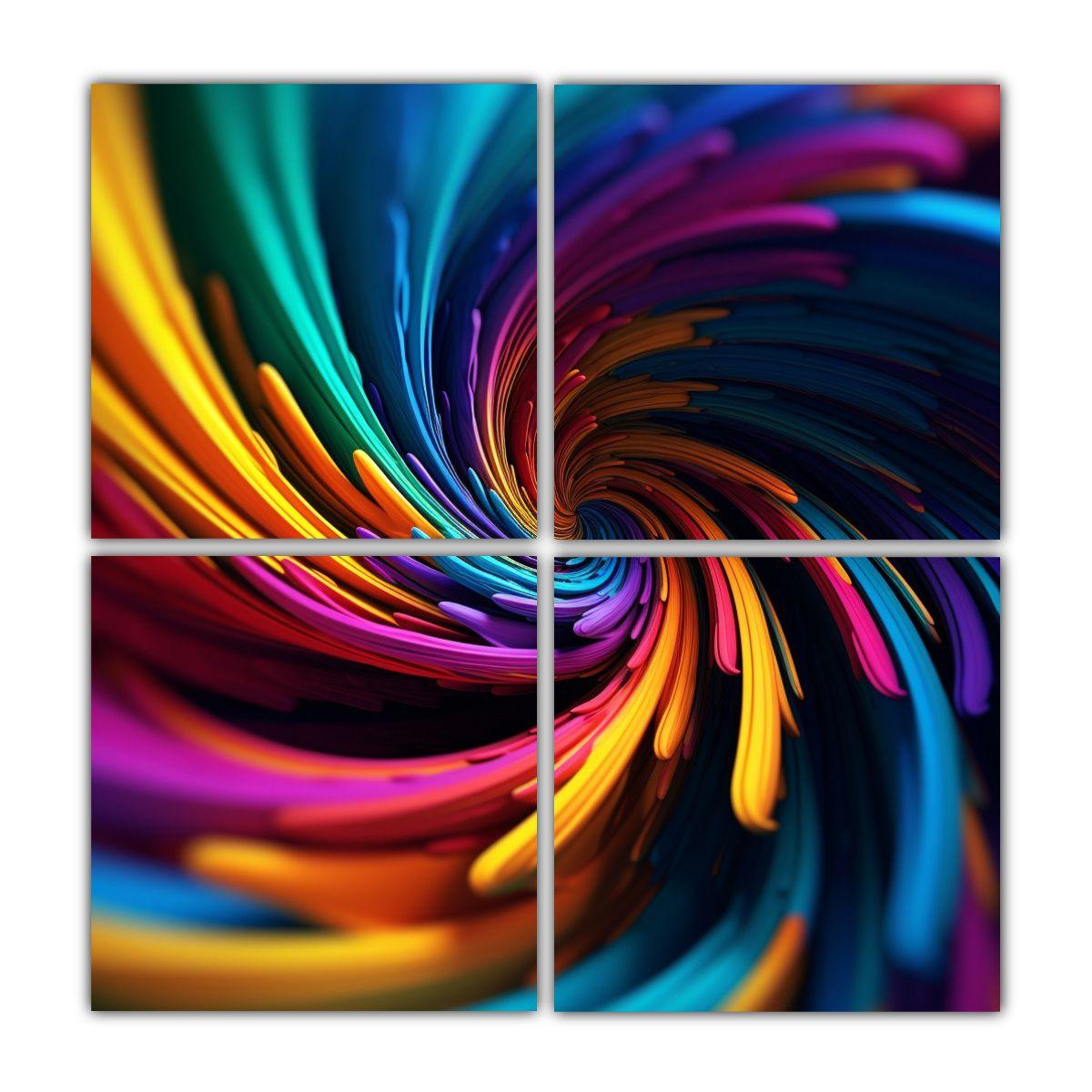 Cuatro Poderosas Pinturas Abstractas En Bastidor 160x160 Cm-0