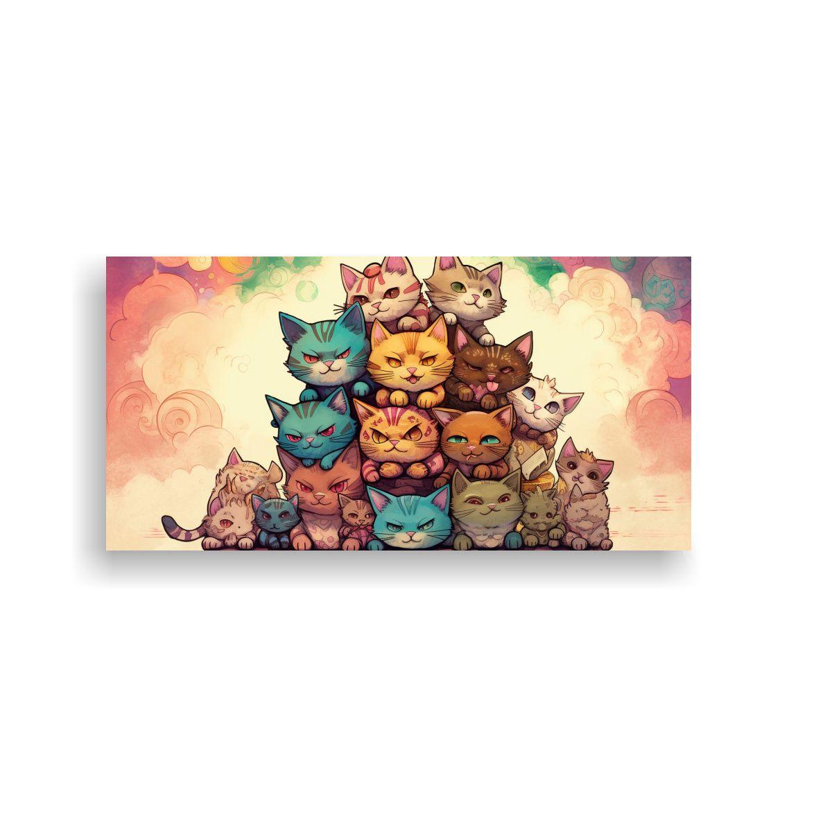 Cuadros Modernos De Gatos En Colores, Mirando 80x40cm-0
