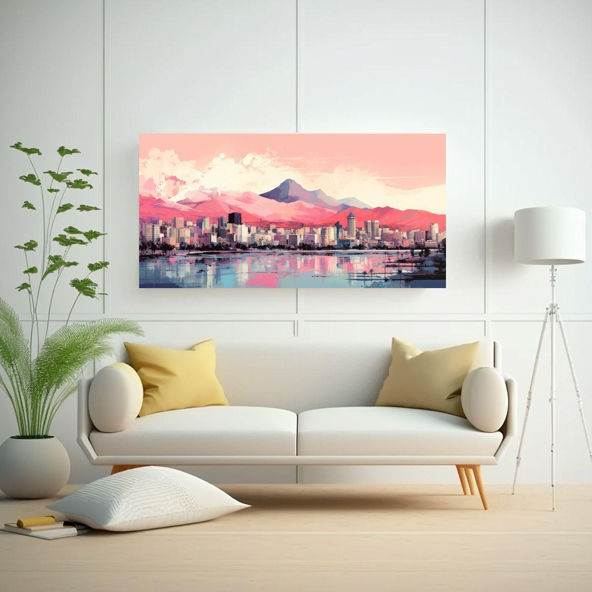 Pintura Cuadro Patrón Intenso Santiago En Chile E 40x20cm-2