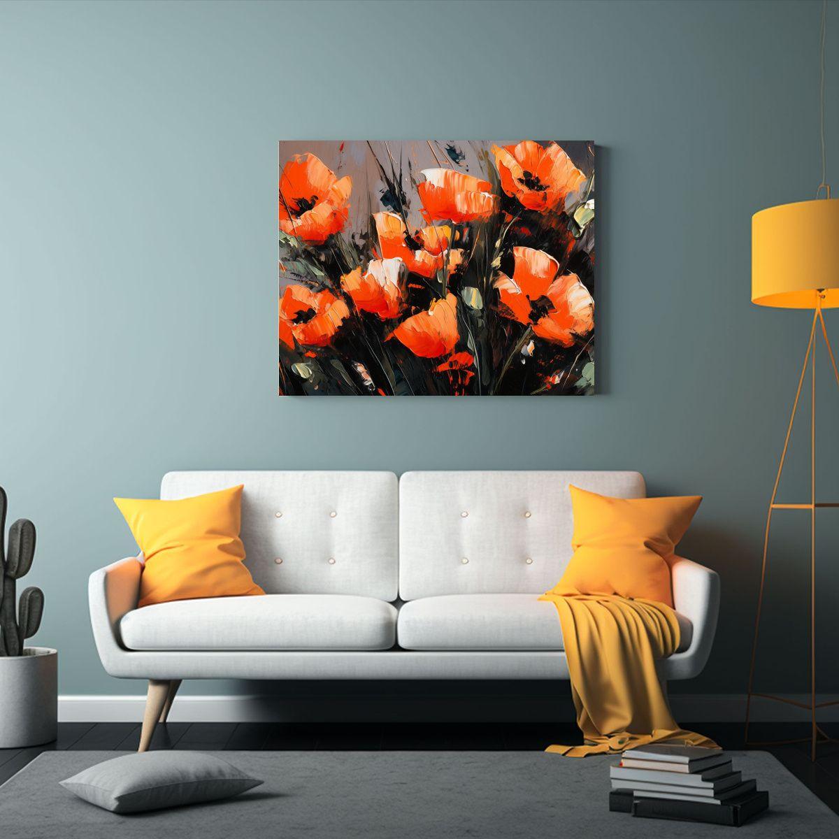 Cuadro Inspirador De Luminosidad En Colores Naranja Y Negro. 65x50cm-2