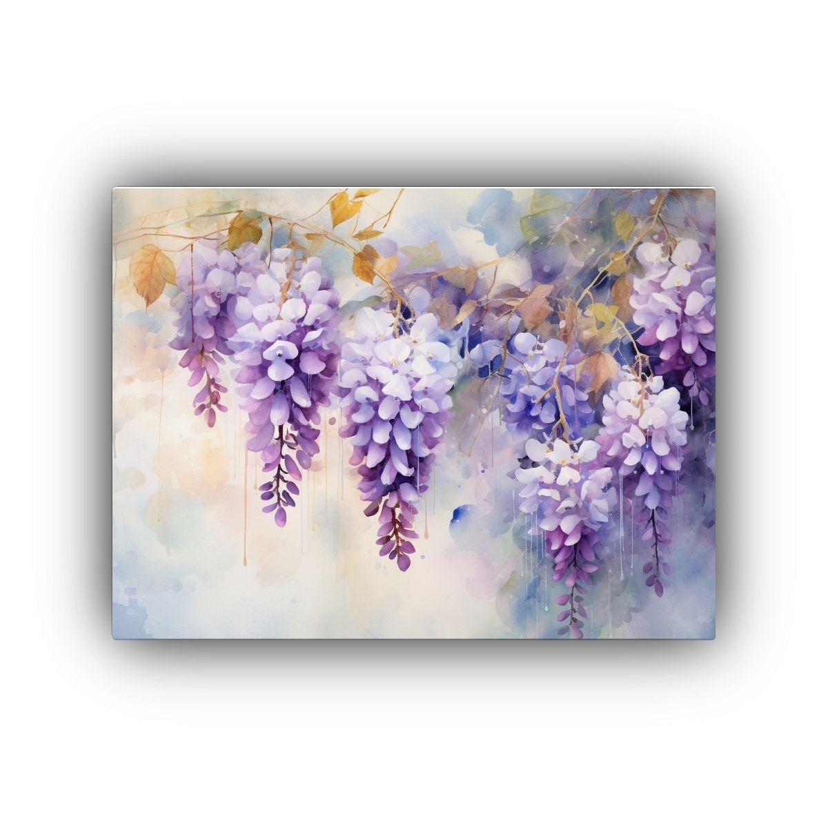 Cuadro Abstracto Con Flores De Glicinias En 65x50cm-0