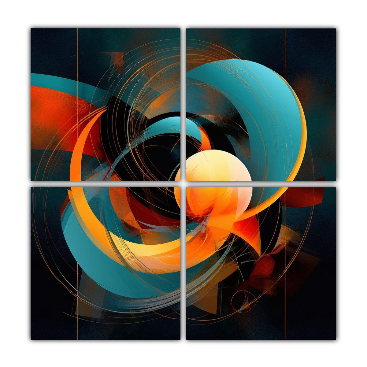 Cuatro Cuadros Creativa Época Arte Digital 80x80 Cm-0