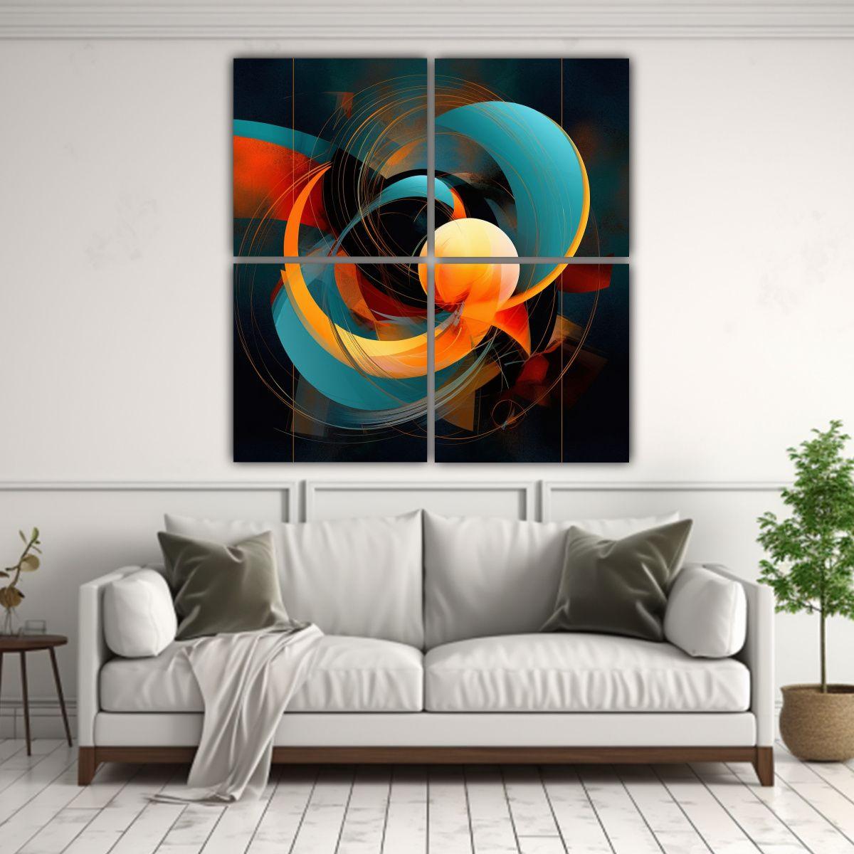 Cuatro Cuadros Creativa Época Arte Digital 80x80 Cm-2
