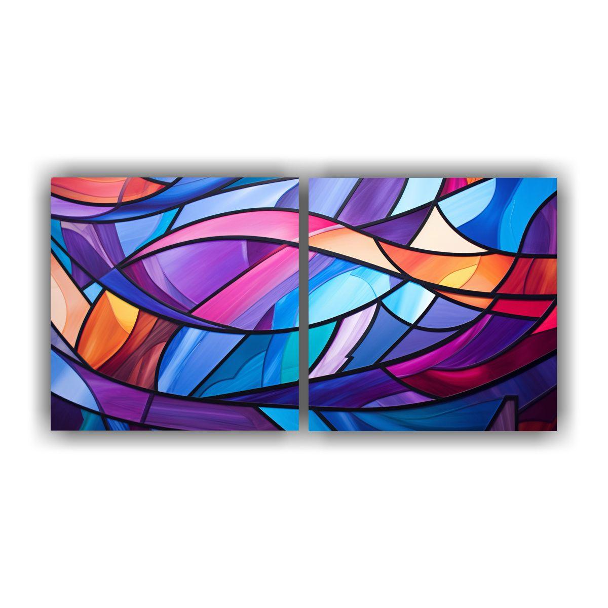 Cuadro Abstracto Estilo Vitral En Composición 80x40 Cm-0