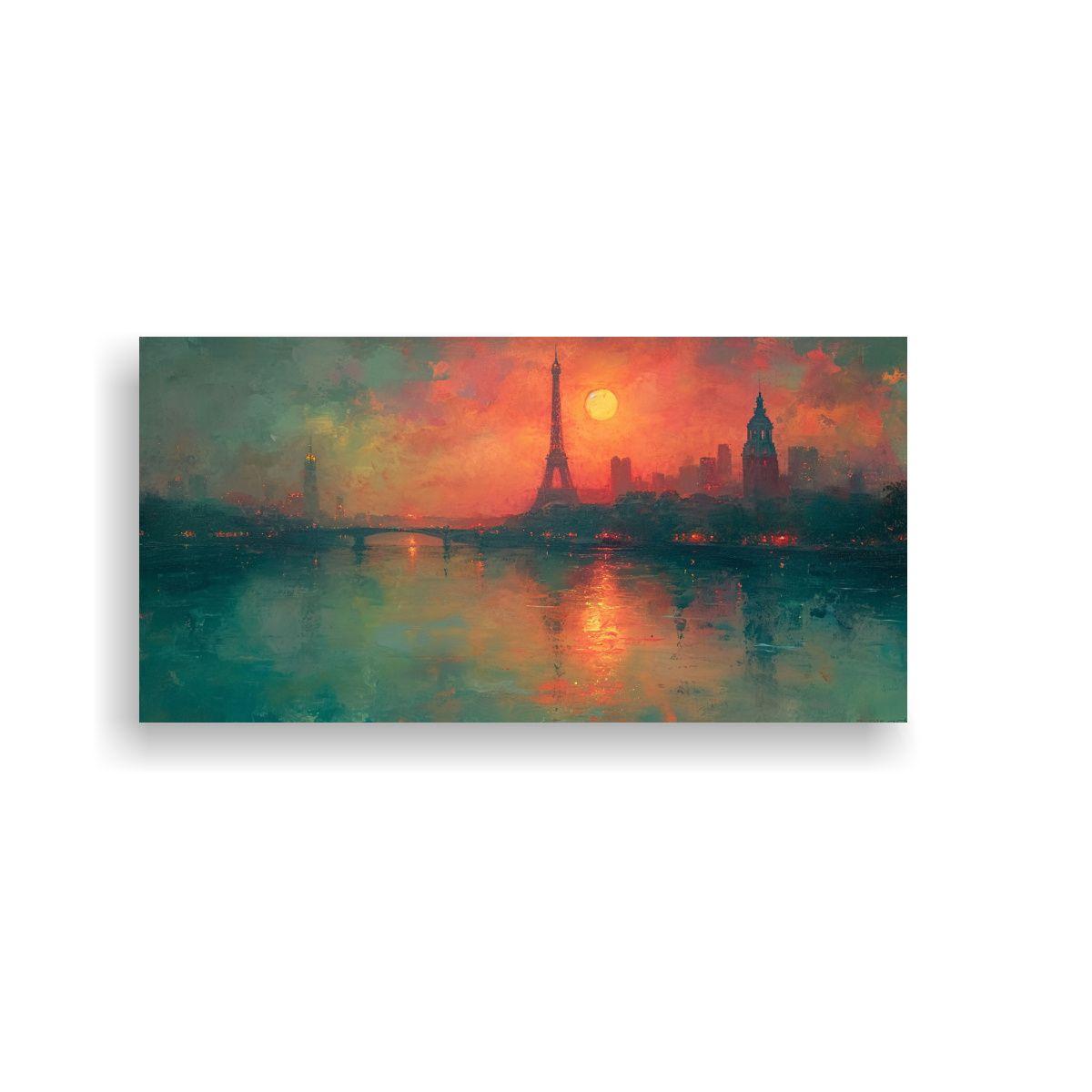 Cuadro Parisino En Tonalidades Pastel: Arte 80x40cm-0
