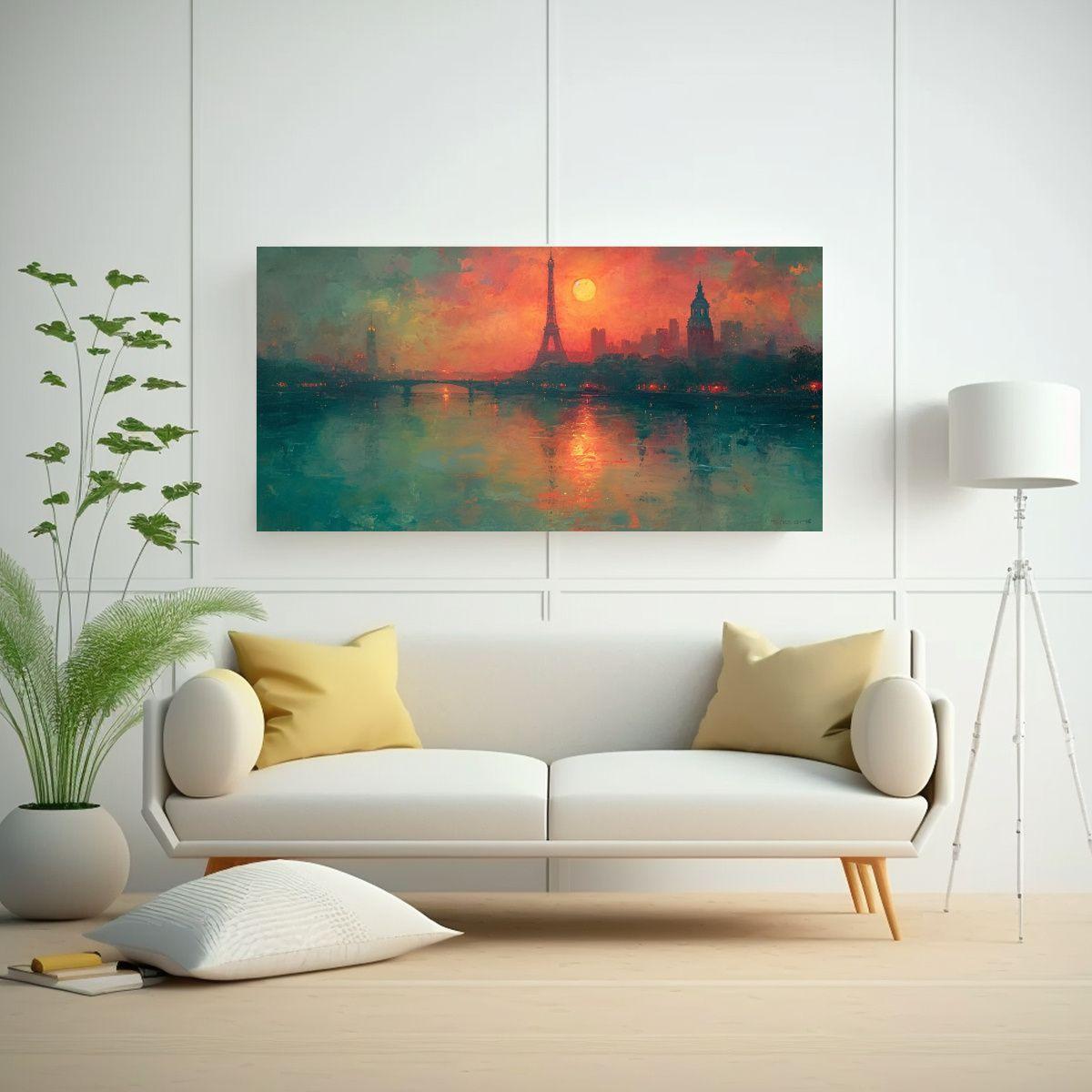Cuadro Parisino En Tonalidades Pastel: Arte 80x40cm-2