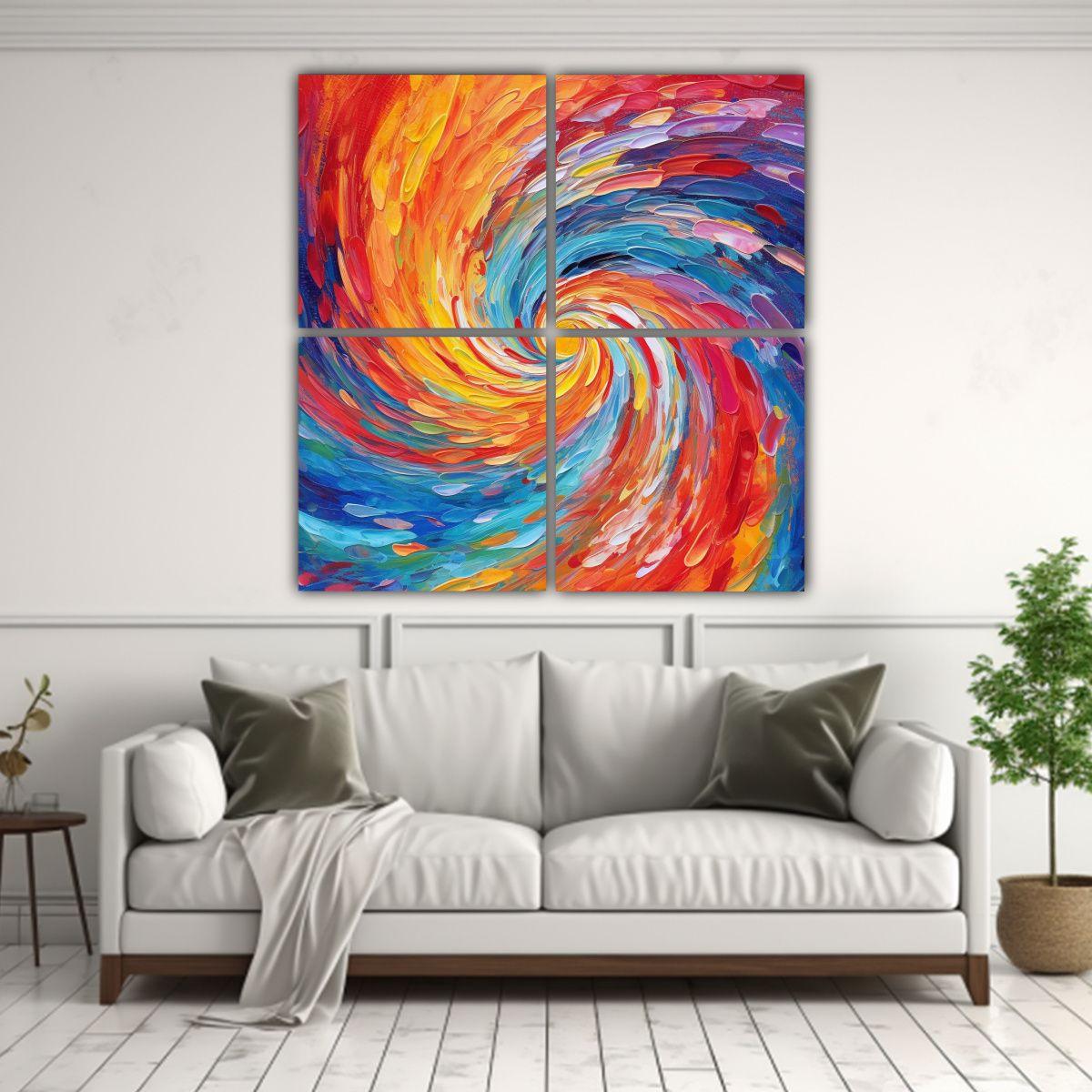 Cuadro Abstracto Colorido Vórtice En Evolución 200x200 Cm-2