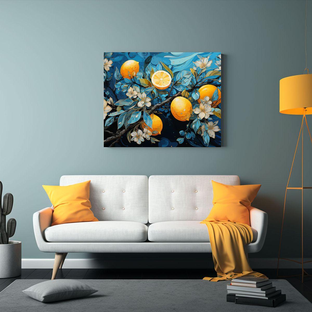 Pinturas De Decoración En Turquesa Y Azul Con Atmósfera Ne 75x50cm-2