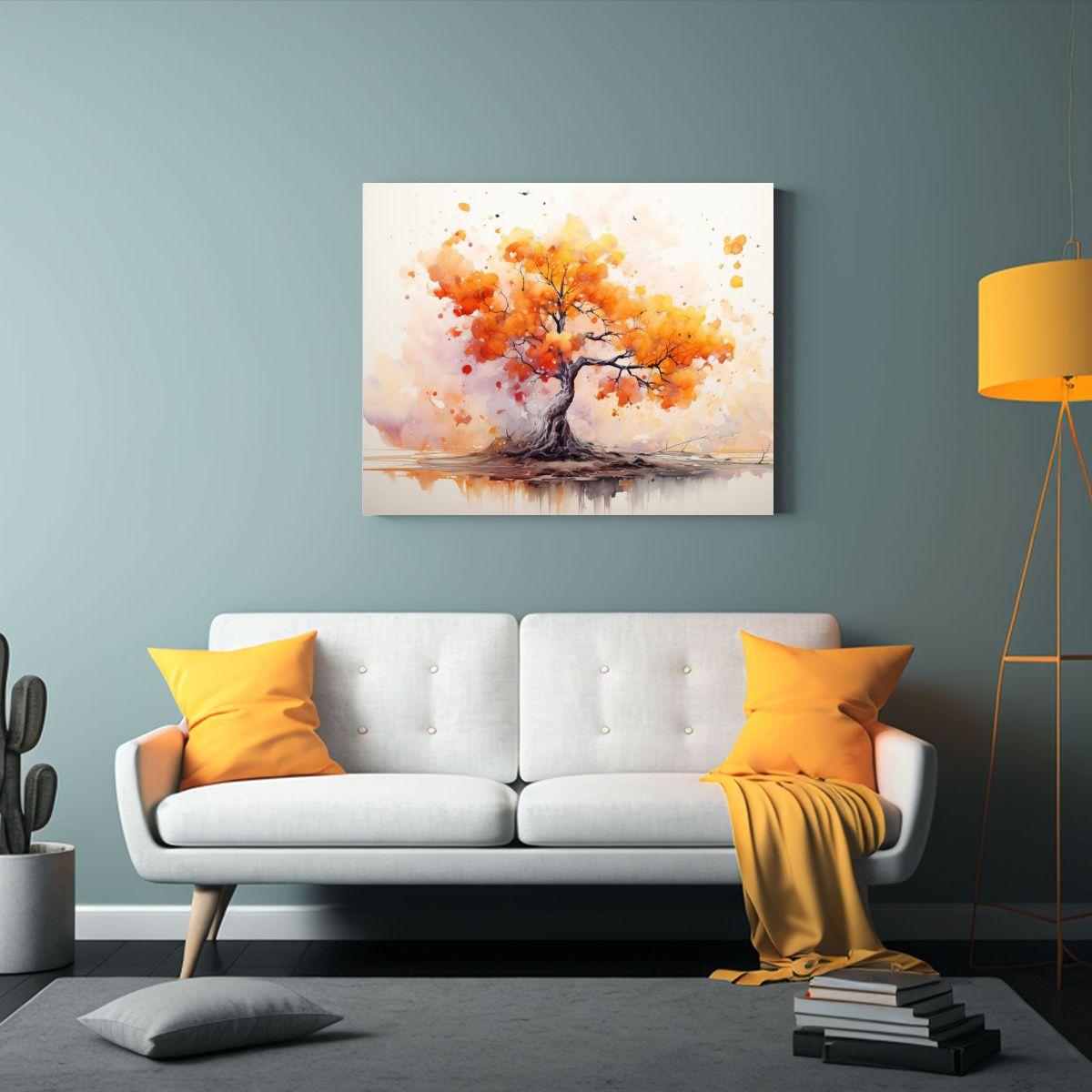 Pintura Abstracta De Combinación De Colores Naranja Y Dorad 30x20cm-2