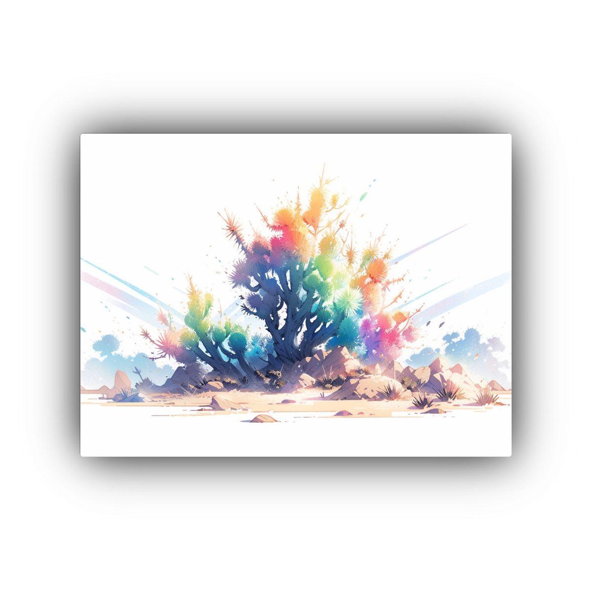 Cuadro Abstracto Arcoíris Joshua Tree Pintura Acuarela Mode 30x20cm-0