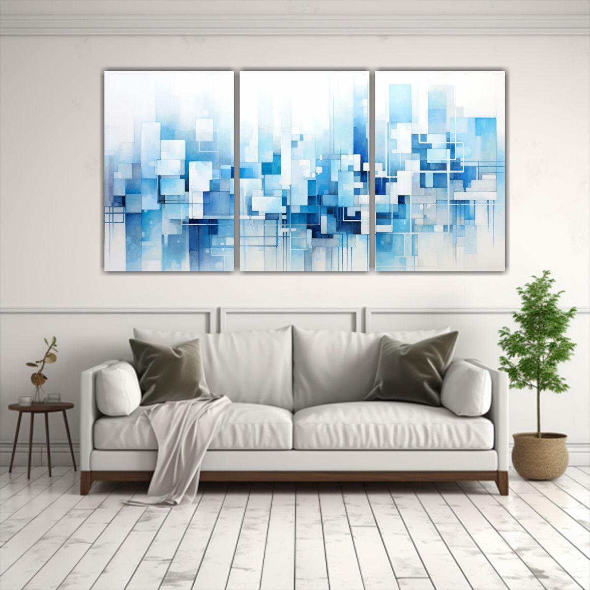 Pintura Decorativa De Tríptico Acuarela Elegante 60x30 Cm-2