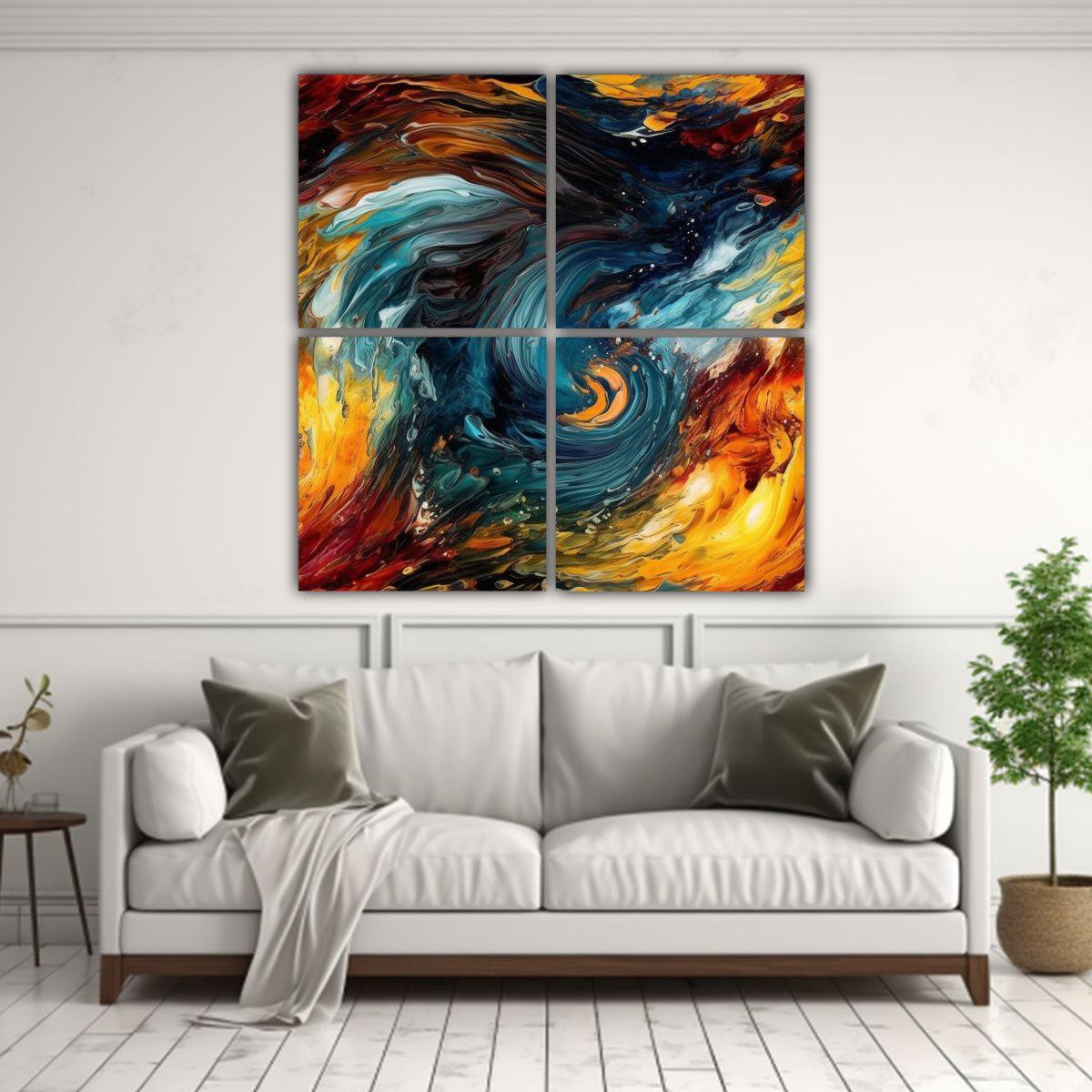 Cuatro Telas En Bastidor Representación 80x80 Cm-2