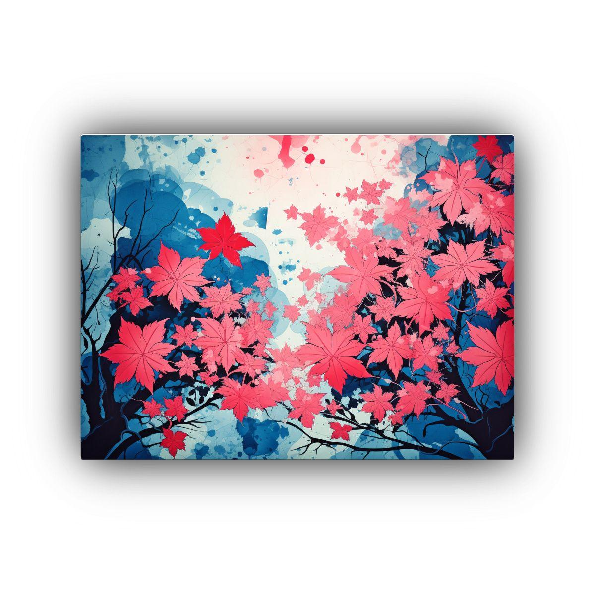 Pinturas Abstractas De Arce En Rojo Y Azul Con Atmosfera Neo 65x50cm-0