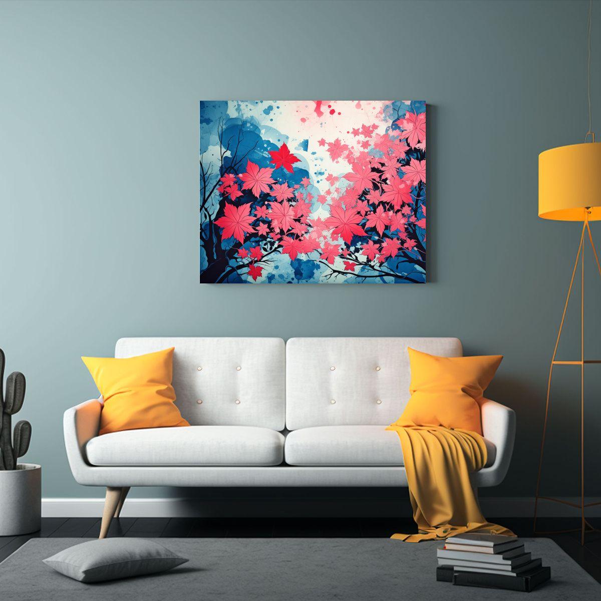 Pinturas Abstractas De Arce En Rojo Y Azul Con Atmosfera Neo 65x50cm-2
