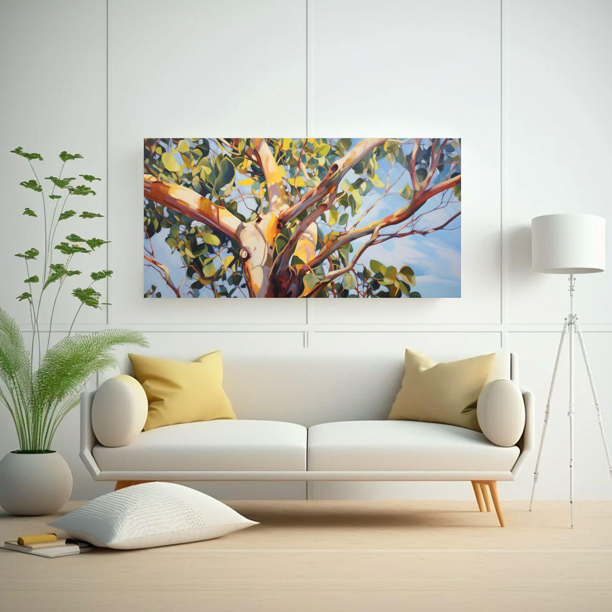 Cuadro Abstracto Detallado De árbol De Eucalipto  60x30cm-2
