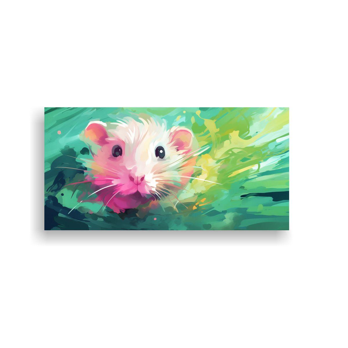 Pintura Floral En Bastidor: Gerbil Verde Y Rosa Ne 80x40cm-0